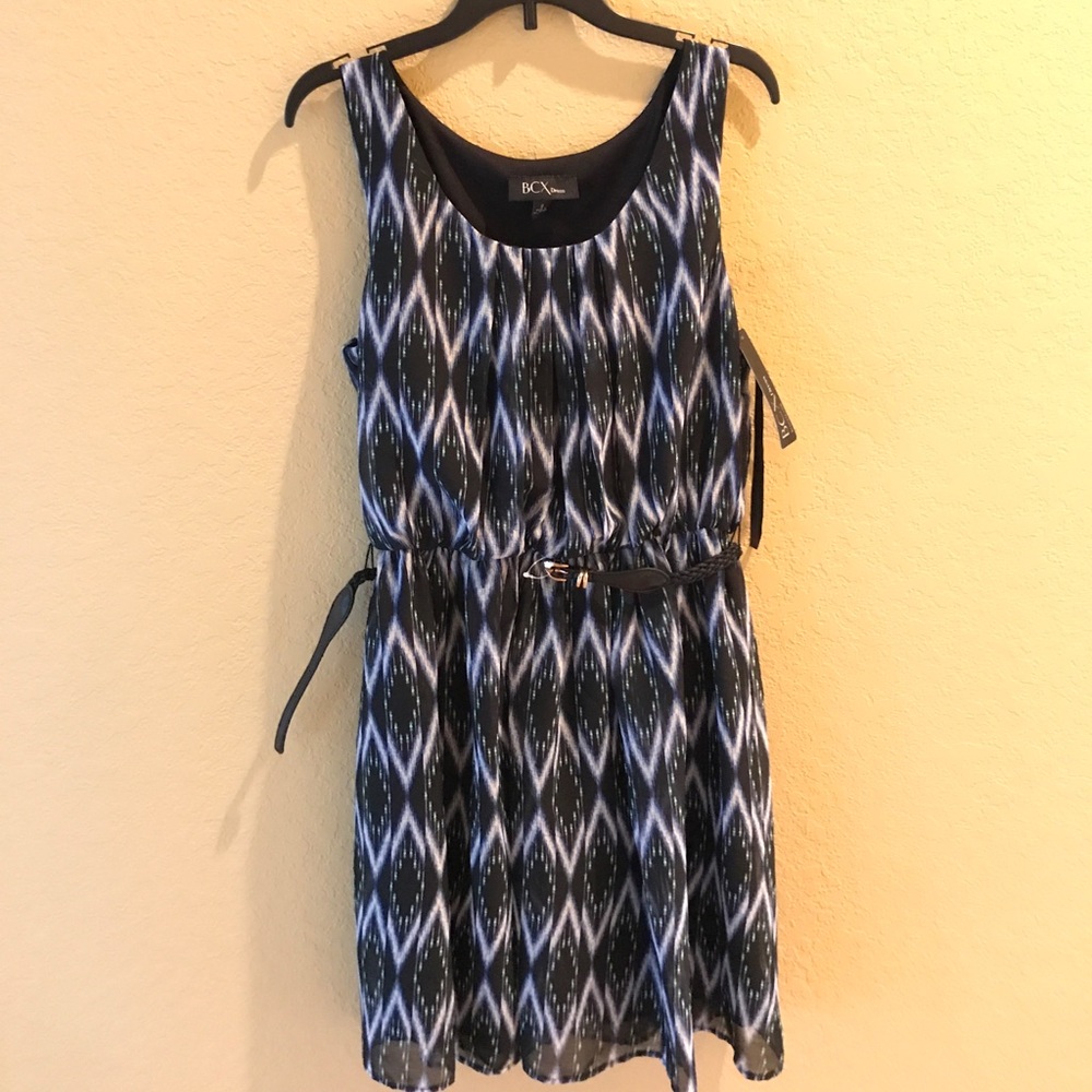 BCX Black and White Patterned Mini Dress